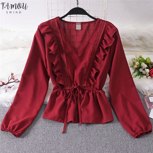 women blouses 2020 fashion long sleeve v neck office shirt ruffles v neck lace up blouse shirt casual blusas femininas, White
women blouses 2020 fashion long sleeve v neck office shirt ruffles v neck lace up blouse shirt casual blusas femininas, White