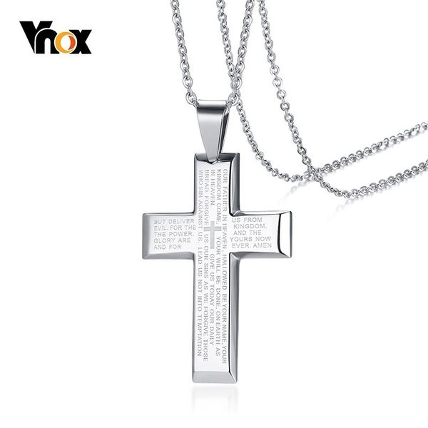 vnox cross pendant for men necklace stainless steel engraved bible matthew 6:9-13 christian prayer jewelry, Silver
vnox cross pendant for men necklace stainless steel engraved bible matthew 6:9-13 christian prayer jewelry, Silver