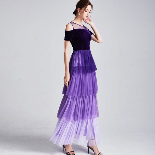 women's runway dresses o neck short sleeves off shoulder tiered ruffles patchwork fashion casual party prom long dresses, Black
women's runway dresses o neck short sleeves off shoulder tiered ruffles patchwork fashion casual party prom long dresses, Black