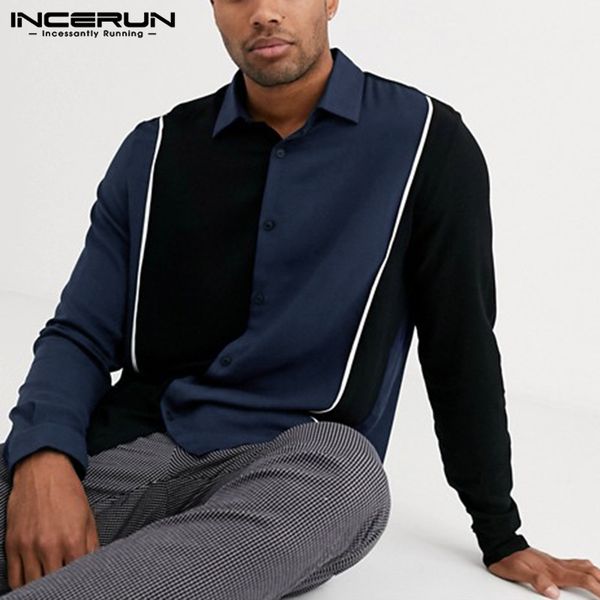 incerun fashion men dress shirt patchwork long sleeve lapel breathable button blouse street brand casual business shirt men 2019, White;black
incerun fashion men dress shirt patchwork long sleeve lapel breathable button blouse street brand casual business shirt men 2019, White;black