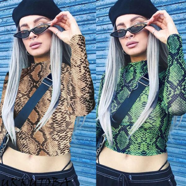 women snakeskin mesh sheer crop t shirt transparent see through long sleeve blouse ladies stretch t-shirt, White
women snakeskin mesh sheer crop t shirt transparent see through long sleeve blouse ladies stretch t-shirt, White