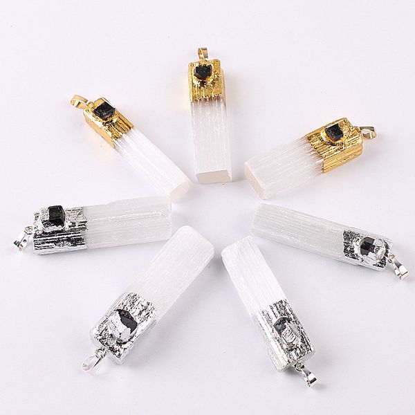 1pc natural crystal pendant clear quartz mineral citrines amethysts obsidian charm yellow white selenite pendant quartz jewelry, Silver
1pc natural crystal pendant clear quartz mineral citrines amethysts obsidian charm yellow white selenite pendant quartz jewelry, Silver