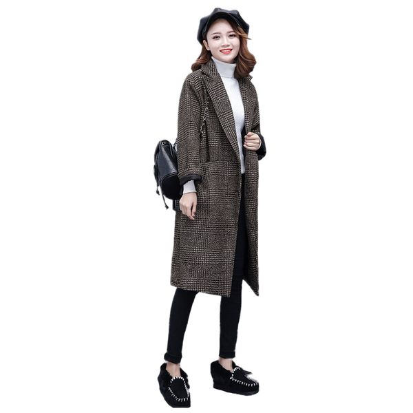 winter women's woolen jacket single-breasted plaid harajuku suit collar warm coat autumn korean casual women's long coat top, Black
winter women's woolen jacket single-breasted plaid harajuku suit collar warm coat autumn korean casual women's long coat top, Black
