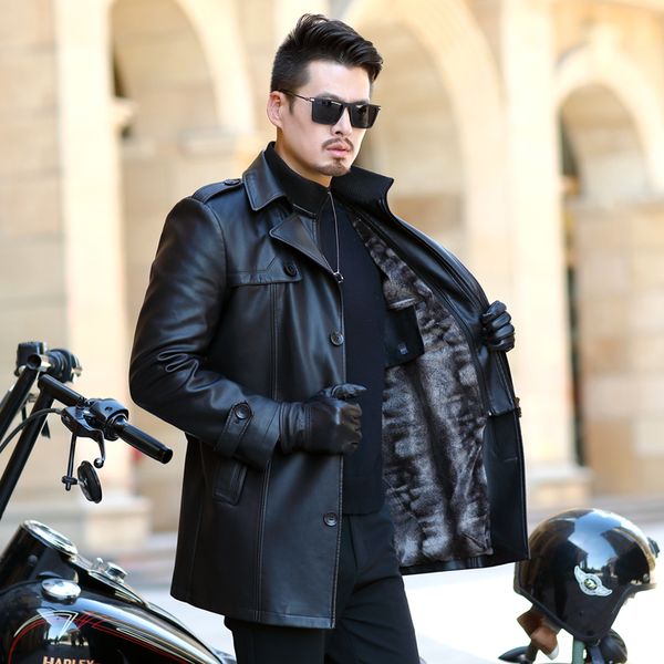 2019 new leather jacket men coats youth lapel brand pu outerwear men business winter faux fur male jacket fleece, Black
2019 new leather jacket men coats youth lapel brand pu outerwear men business winter faux fur male jacket fleece, Black