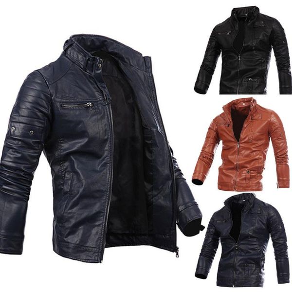 spot goods men's leather coat autumn vintage zipper pure color men outfit imitation biker zipper pocket pu leather warm jacket, Black;brown
spot goods men's leather coat autumn vintage zipper pure color men outfit imitation biker zipper pocket pu leather warm jacket, Black;brown