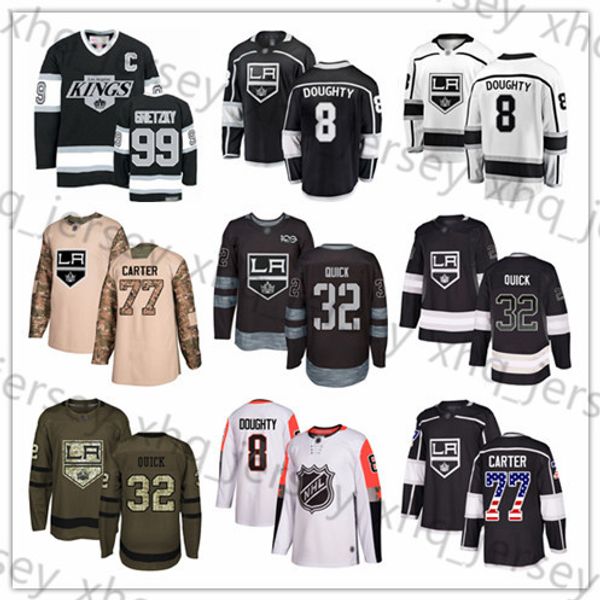 

Custom Los Angeles Kings Jersey 99 Wayne Gretzky 8 Drew Doughty 11 Anze Kopitar 32 Jonathan Quick 17 Ilya Kovalchuk 77 Jeff Carter USA Flag