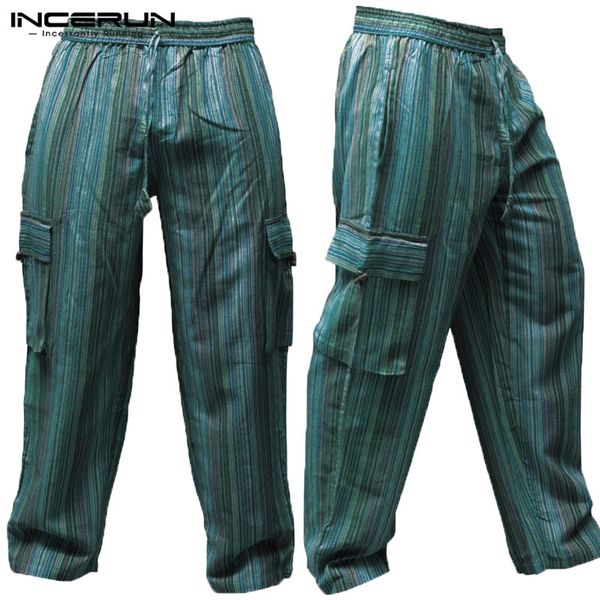 incerun striped 5xl wide legs men casual pants 100%cotton loose fitness baggy cargo trousers multi pockets joggers vacation, Black
incerun striped 5xl wide legs men casual pants 100%cotton loose fitness baggy cargo trousers multi pockets joggers vacation, Black