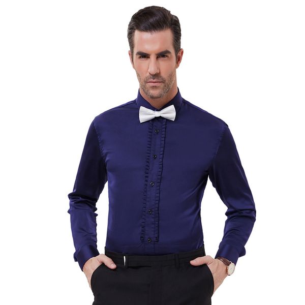 business button tuxedo solid slim fit long sleeve spread collar satin ruffle embellished, White;black
business button tuxedo solid slim fit long sleeve spread collar satin ruffle embellished, White;black