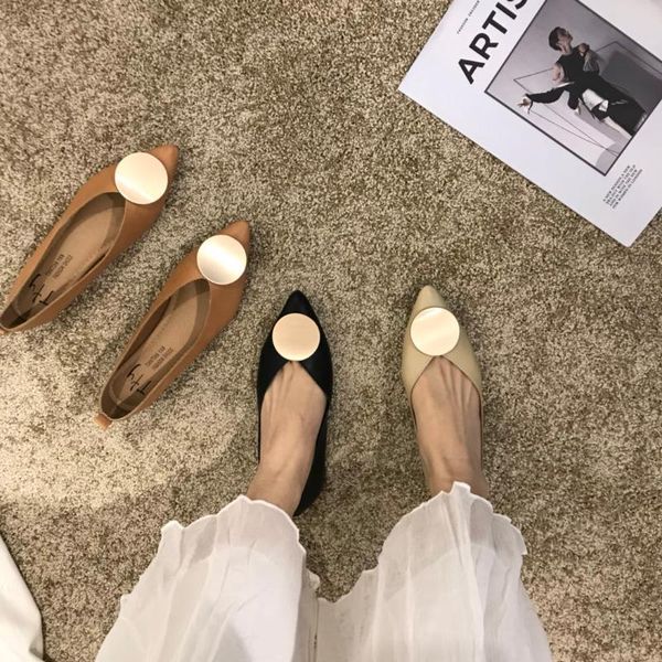 round metal decoration shallow flats women shoes comfy soft leather pointed toe casual moccasins soft soled loafers single shoes, Black
round metal decoration shallow flats women shoes comfy soft leather pointed toe casual moccasins soft soled loafers single shoes, Black