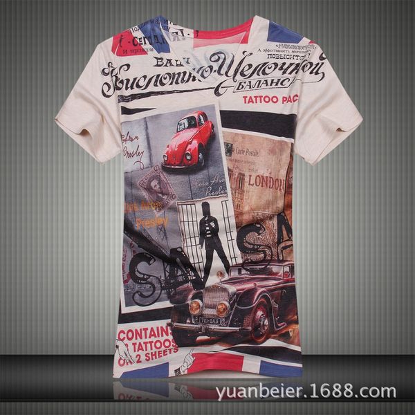 qinghuo summer men's thin mercerized cotton personalized pattern slim men's t-shirt large european and american short sleeve men&#, White;black
qinghuo summer men's thin mercerized cotton personalized pattern slim men's t-shirt large european and american short sleeve men&#, White;black