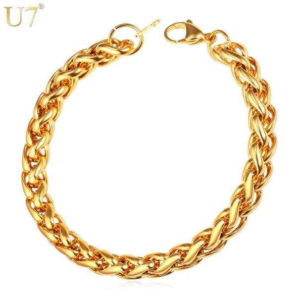 u7 new big twisted chain bracelet gold color stainless steel 21cm wholesale 9mm width rope chain mens bracelet jewelry h861, Black
u7 new big twisted chain bracelet gold color stainless steel 21cm wholesale 9mm width rope chain mens bracelet jewelry h861, Black