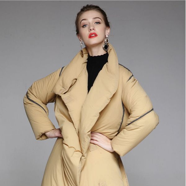 2018 new autumn and winter thickening bread downjacket female long section white duck down women's down jacket, Black 
2018 new autumn and winter thickening bread downjacket female long section white duck down women's down jacket, Black