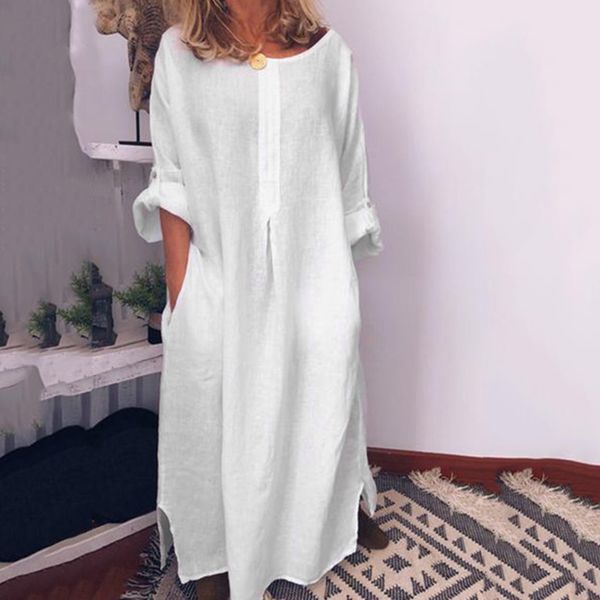 women dress boho style long sleeve o-neck casual dress summer beach cotton maxi dress with pockets loose elegant ropa mujer, Black;gray
women dress boho style long sleeve o-neck casual dress summer beach cotton maxi dress with pockets loose elegant ropa mujer, Black;gray