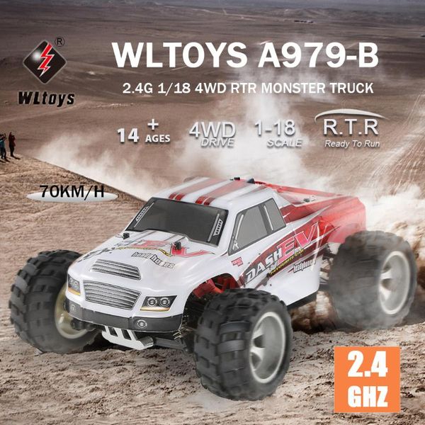 

wltoys a979-b 2.4 g 1/18 rc car 4wd 70 км/ч высокоскоростной электрический полноразмерный big foot truck remote control car rc crawler rtr