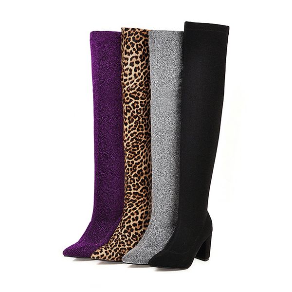 plus size 46 women over the knee sock boots 8.5cm high heels long winter stretch snow boots block heels lady thigh purple shoes, Black
plus size 46 women over the knee sock boots 8.5cm high heels long winter stretch snow boots block heels lady thigh purple shoes, Black