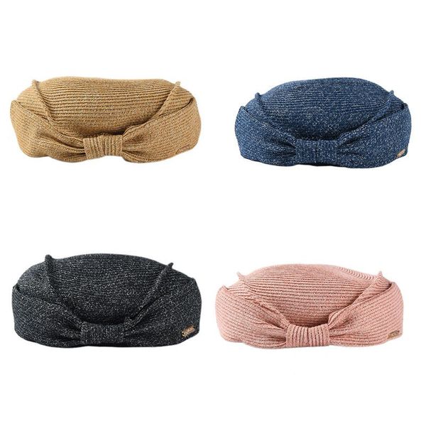 japanese style straw weaving beret women lady elegant bow hat simple wild painter cap, Blue;gray
japanese style straw weaving beret women lady elegant bow hat simple wild painter cap, Blue;gray