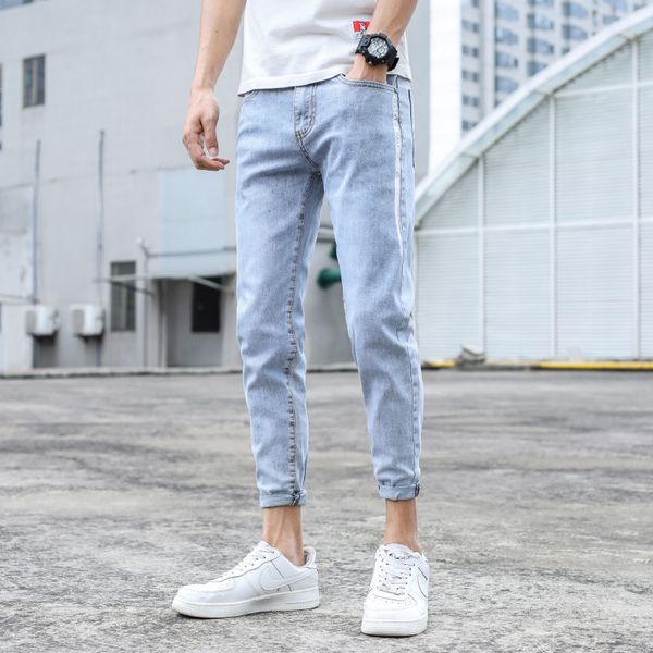 men's jeans mens slim fit 2021 stylish men fashion ankle-length casual korean style all-match streetwear trousers, Blue
men's jeans mens slim fit 2021 stylish men fashion ankle-length casual korean style all-match streetwear trousers, Blue