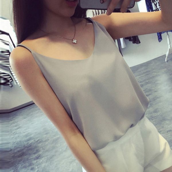 fashion chiffon tank women summer loose ladies spaghetti strap sleeveless v neck shirt female camisole black, White
fashion chiffon tank women summer loose ladies spaghetti strap sleeveless v neck shirt female camisole black, White