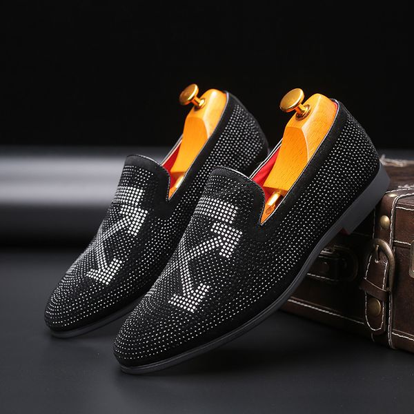 doug shoe male one pedal male shoe rhinestone personality shoes, Black