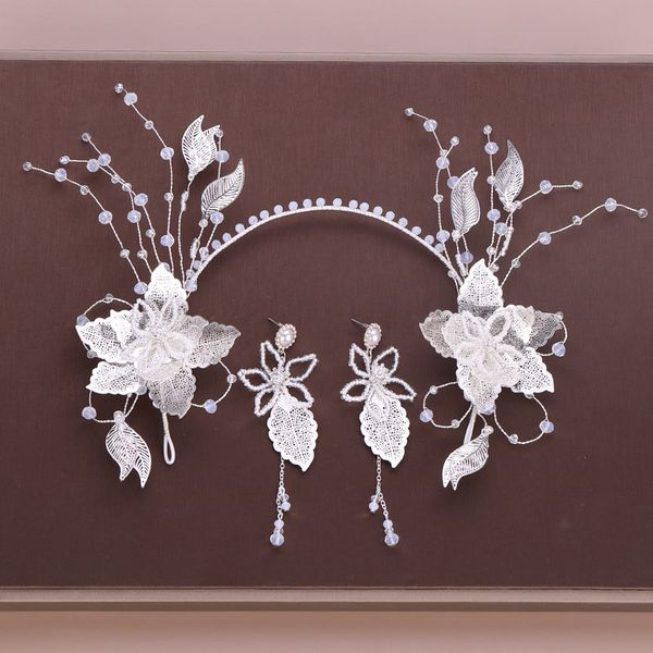 bridal wedding silver flower leaves shape stud earring hair accessories set women korean style sweet headband earrings set, Slivery;golden
bridal wedding silver flower leaves shape stud earring hair accessories set women korean style sweet headband earrings set, Slivery;golden