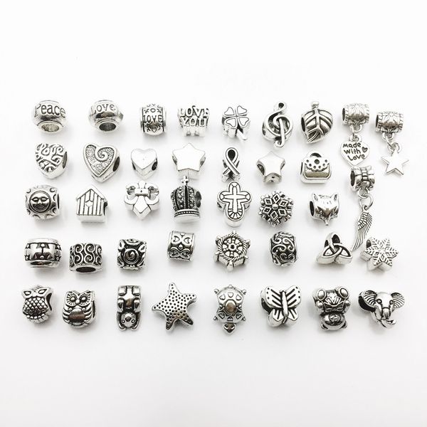 mixed big hole beads fit pandora pendant antique silver zinc alloy diy european charms spacer beads for jewelry making 40pcs/lot
mixed big hole beads fit pandora pendant antique silver zinc alloy diy european charms spacer beads for jewelry making 40pcs/lot