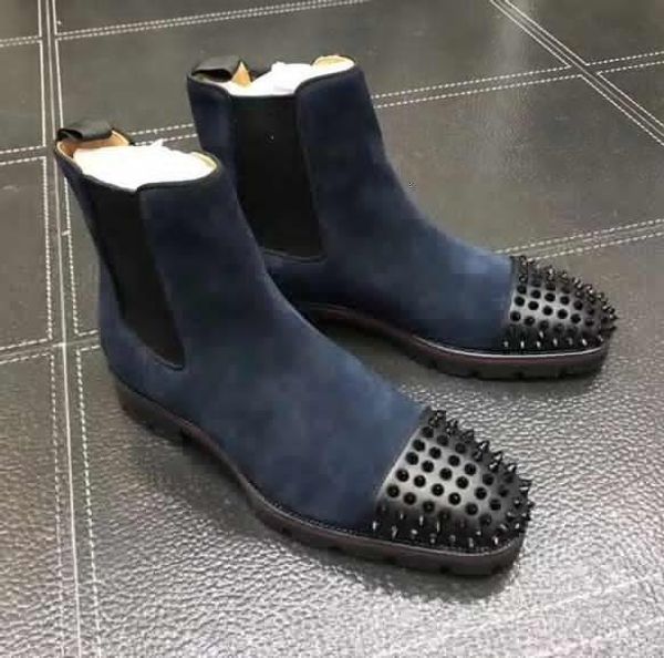 fashion men boots red bottom design men ankle boots low heels leather suede with rivets melon spikes flat short knight, Black
fashion men boots red bottom design men ankle boots low heels leather suede with rivets melon spikes flat short knight, Black