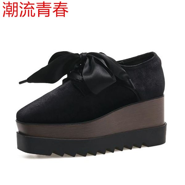 women creepers platform shoes sneakers british style black velvet ribbon wedge autumn casual shoes high heels
women creepers platform shoes sneakers british style black velvet ribbon wedge autumn casual shoes high heels