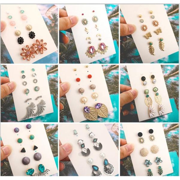 5/6 pairs fashion personality crystal ear studs flower leaf pearl water earrings set, Golden;silver
5/6 pairs fashion personality crystal ear studs flower leaf pearl water earrings set, Golden;silver