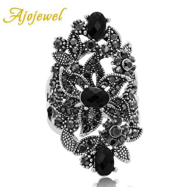 ajojewel black crystal rhinestone flower jewelry vintage retro ring woman big rings ringen, Silver
ajojewel black crystal rhinestone flower jewelry vintage retro ring woman big rings ringen, Silver