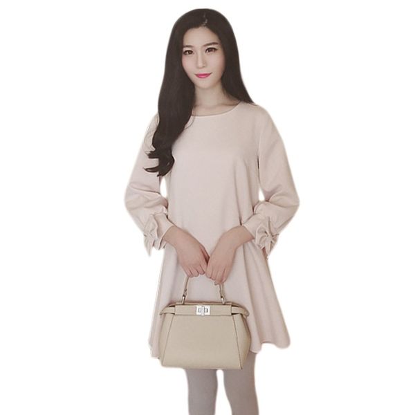 women casual solid color dress the neck flounced dresses autumn mini dresses, Black;gray
women casual solid color dress the neck flounced dresses autumn mini dresses, Black;gray