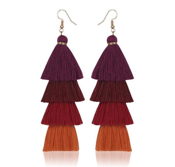 bohemia 4 layered tassel earrings dangle earrings fashion jewelry multi color statement fringe long earring for women gb1131, Silver
bohemia 4 layered tassel earrings dangle earrings fashion jewelry multi color statement fringe long earring for women gb1131, Silver