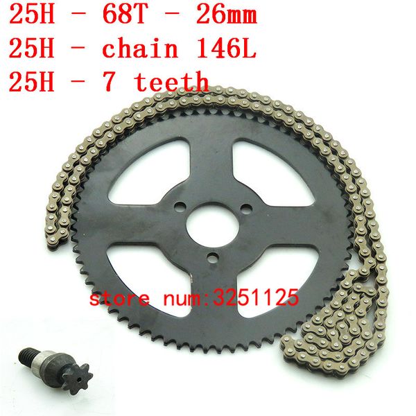 25h chain 146 links + 68t teeth 29mm rear sprocket + 7 teeth sprocket shaft for electric tricycle mini moto pocket bike atv quad
25h chain 146 links + 68t teeth 29mm rear sprocket + 7 teeth sprocket shaft for electric tricycle mini moto pocket bike atv quad