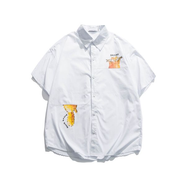 printed patchwork oversized shirt men summer turn-down collar men's shirt, White;black
printed patchwork oversized shirt men summer turn-down collar men's shirt, White;black
