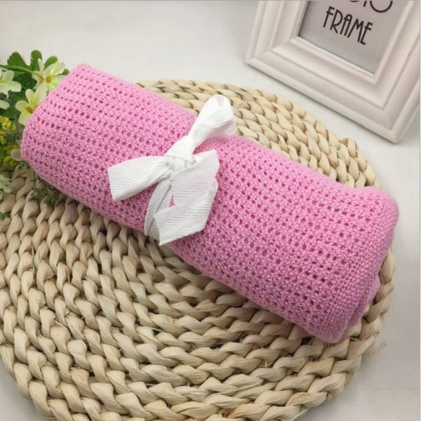 Newborn Baby Blankets Super Soft Cotton Crochet Summer Sleeping Bed Supplies Hole Wrap Air-conditioning Blanket For Baby 90*70cm