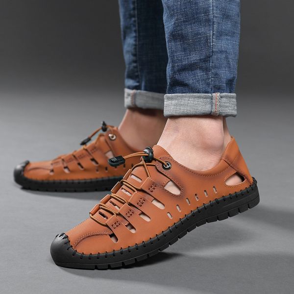 leosoxs mens leather sandals 2020 summer outdoor man shoes soft breathable handmade footwear male casual walking sandals 38 - 48, Black
leosoxs mens leather sandals 2020 summer outdoor man shoes soft breathable handmade footwear male casual walking sandals 38 - 48, Black