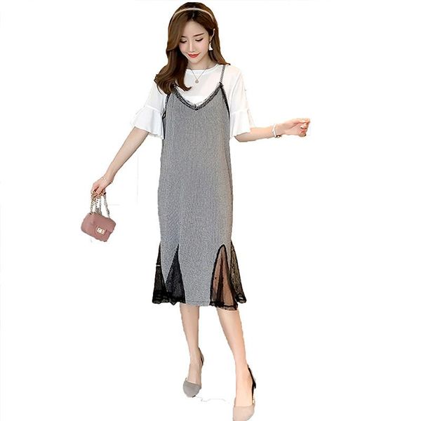 2019 new maternity flare sleeve t-shirt+mesh patchwork plaid sling dress sets pregnant women pregnancy elegant causal suits q813, White
2019 new maternity flare sleeve t-shirt+mesh patchwork plaid sling dress sets pregnant women pregnancy elegant causal suits q813, White