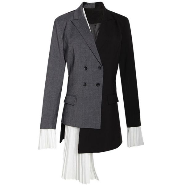 2018 new autumn winter lapel long sleeve gray hit color pleated irregular split joint jacket women coat fashion tide l050, Black;brown
2018 new autumn winter lapel long sleeve gray hit color pleated irregular split joint jacket women coat fashion tide l050, Black;brown
