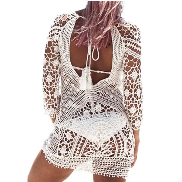 women women lady lace hollow crochet swimwear bikini floral cover up beach dress, Blue;gray
women women lady lace hollow crochet swimwear bikini floral cover up beach dress, Blue;gray