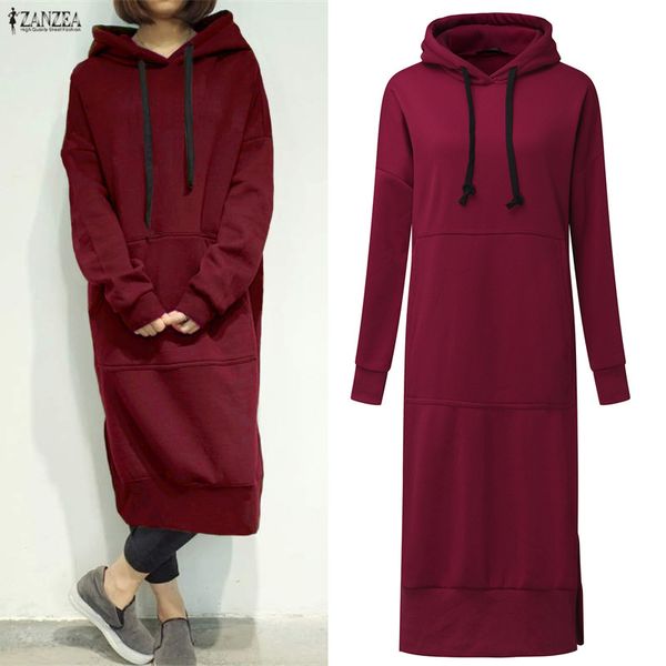 autumn zanzea long sweatshirt dress 2019 winter women casual hooded long sleeve split fleece loose basic party pullover vestido, Black;gray
autumn zanzea long sweatshirt dress 2019 winter women casual hooded long sleeve split fleece loose basic party pullover vestido, Black;gray