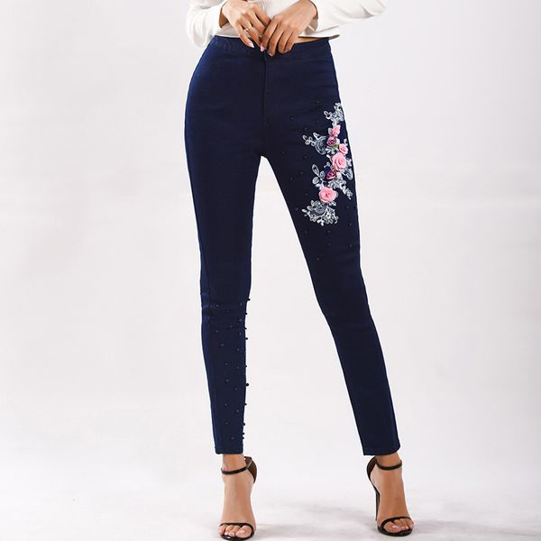 high waist skinny jeans leggings embroidered beaded stretch skinny denim pants trousers ladies jeans spodnie damskie, Blue
high waist skinny jeans leggings embroidered beaded stretch skinny denim pants trousers ladies jeans spodnie damskie, Blue