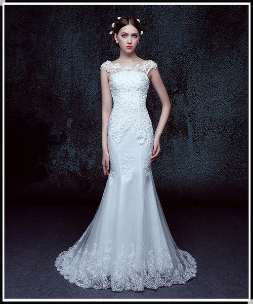 mermaid scoop neck lace appliques wedding dresses 2020 sweep train wedding gowns lace up bride dress vestido novia, White
mermaid scoop neck lace appliques wedding dresses 2020 sweep train wedding gowns lace up bride dress vestido novia, White