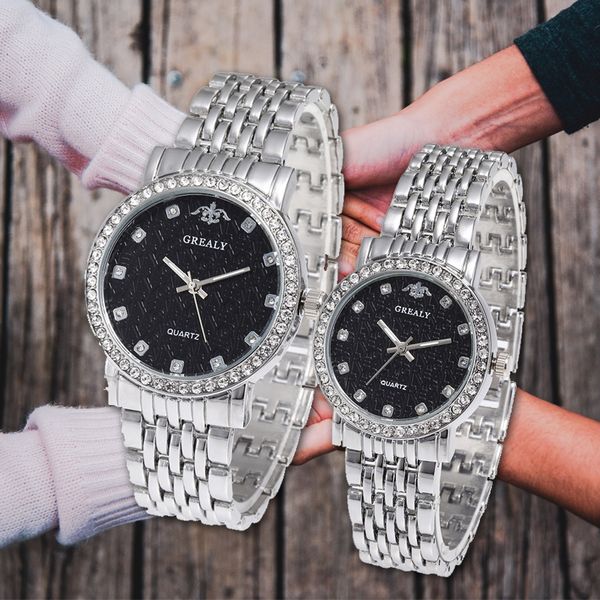 diamond couple watch stainless steel personality dial quartz metal pointer watch couple business valentine wedding clock, Slivery;brown
diamond couple watch stainless steel personality dial quartz metal pointer watch couple business valentine wedding clock, Slivery;brown