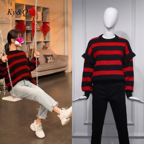 runway 2020 spring fashion black striped ruffles chic pullover o-neck loose long sleeve outer knit women korean sweater clothes, White;black
runway 2020 spring fashion black striped ruffles chic pullover o-neck loose long sleeve outer knit women korean sweater clothes, White;black