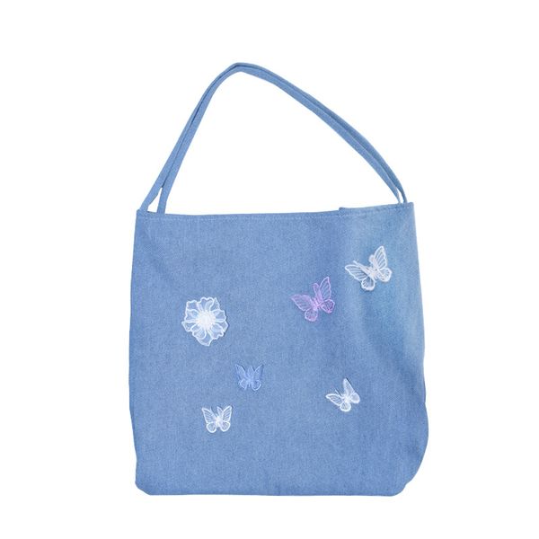 women's preppy style denim canvas shoulder bag large capacity shopping bag three-dimensional butterfly stitching luxury handbag
women's preppy style denim canvas shoulder bag large capacity shopping bag three-dimensional butterfly stitching luxury handbag