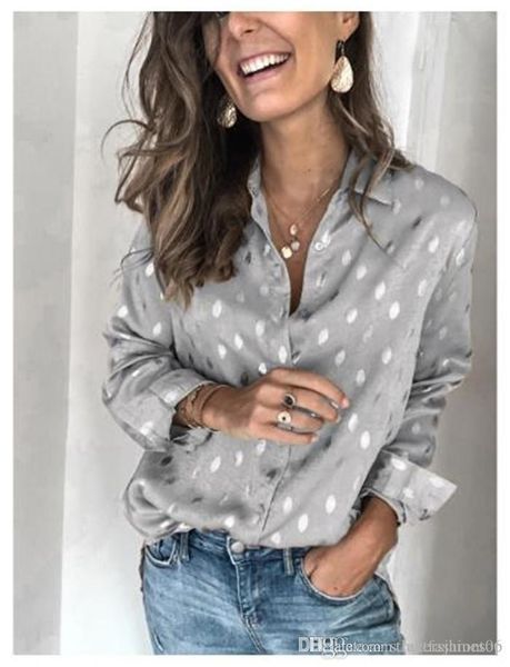 spring designer womens new polka dot shirt lapel neck long sleeve fashion casual famale shirt, White
spring designer womens new polka dot shirt lapel neck long sleeve fashion casual famale shirt, White