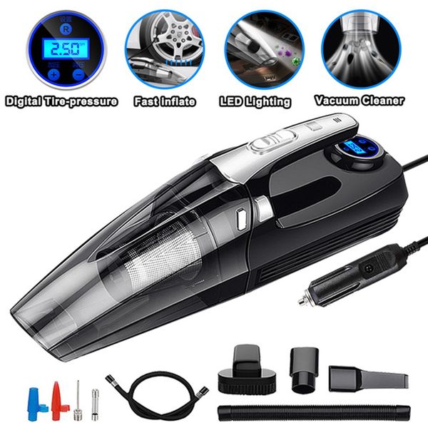 4 in 1 car portable wet/dry auto vacuum cleaner 12v 120w 4000mpa with smart digital tire inflator pump pressure gauge led light
4 in 1 car portable wet/dry auto vacuum cleaner 12v 120w 4000mpa with smart digital tire inflator pump pressure gauge led light