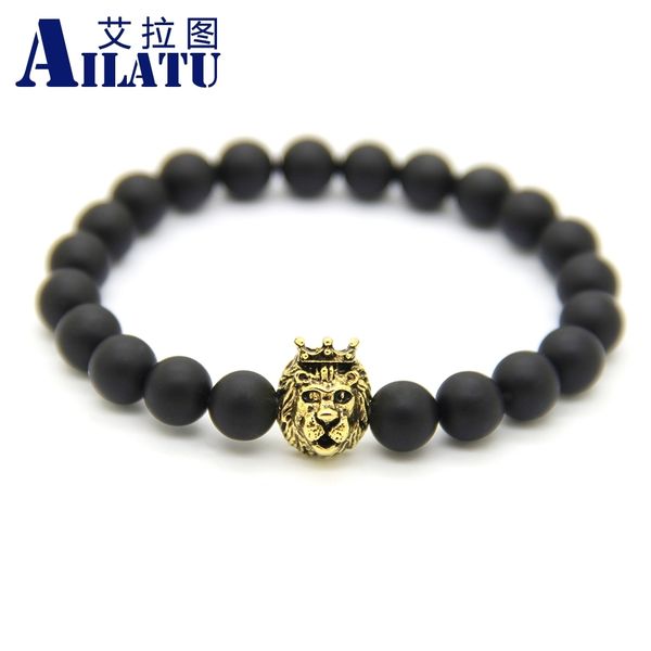 ailatu men fashion jewelry wholesale 8mm matte onyx stone plated king lion crown head bracelet, Golden;silver
ailatu men fashion jewelry wholesale 8mm matte onyx stone plated king lion crown head bracelet, Golden;silver