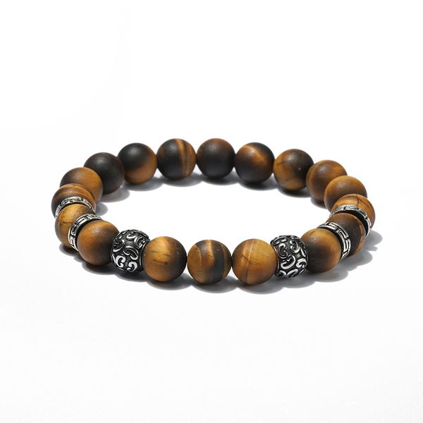 fashion 10mm natural stone beaded mens bracelets tiger eye stone stainless steel metal bracelet men, Black
fashion 10mm natural stone beaded mens bracelets tiger eye stone stainless steel metal bracelet men, Black