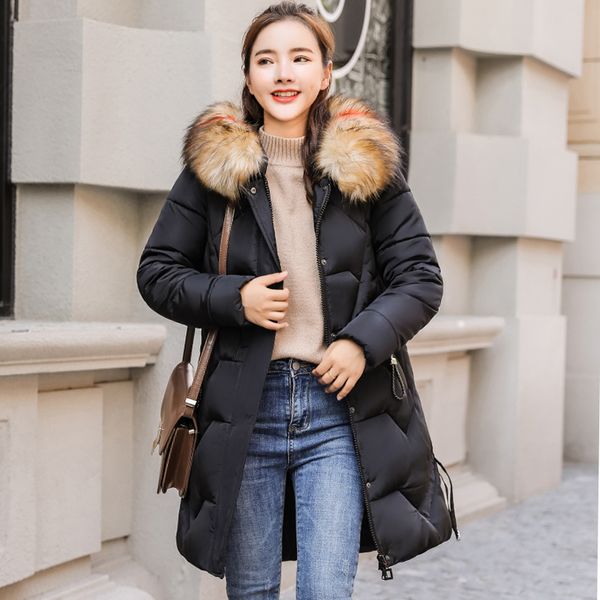 2019 women winter jacket hooded with fur collar winter female coat outwear cotton padded long parka abrigo mujer, Black
2019 women winter jacket hooded with fur collar winter female coat outwear cotton padded long parka abrigo mujer, Black