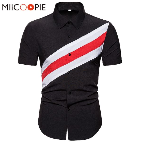 mens fashion contrast color shirts dress summer slim fit short sleeve striped shirt men streetwear buttons casual men's clothing, White;black
mens fashion contrast color shirts dress summer slim fit short sleeve striped shirt men streetwear buttons casual men's clothing, White;black